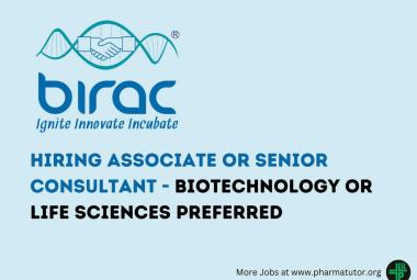 BIRAC Hiring Associate or Senior Consultant