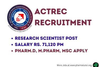 Career for Pharm.D, M.Pharm, MSc as Research Scientist at ACTREC