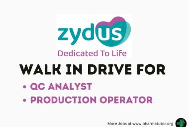 Interview for QC Analyst, Production Operator at Zydus Life Sciences