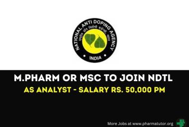 Opportunity for M.Pharm or MSc to Join National Dope Testing Laboratory as Analyst
