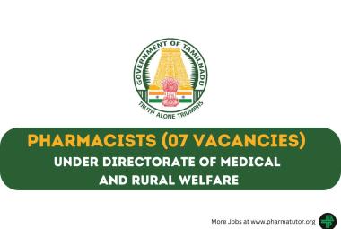 Recruitment of Pharmacists under Directorate of Medical and Rural Welfare