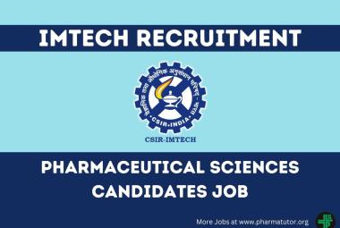 Vacancy for Pharmaceutical Sciences candidates at IMTech