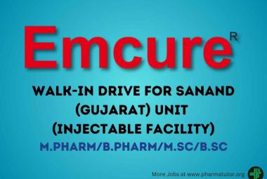 Walk in drive for Injectable Facility of Emcure - QA, QC, Production