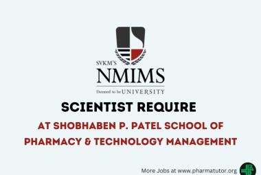 Work as Scientist at Shobhaben P.Patel School of Pharmacy & Technology Management