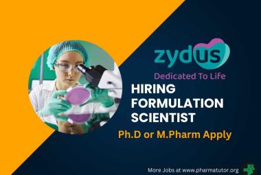 Zydus Lifesciences looking for Formulation Scientist 