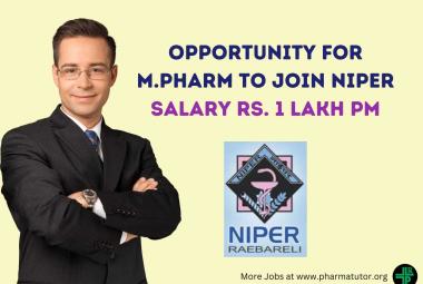 Opportunity for M.Pharm to Join NIPER as Research Manager