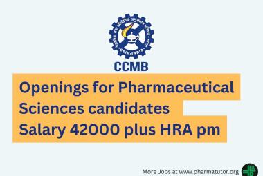 Recruitment Pharmaceutical Sciences candidates at CCMB