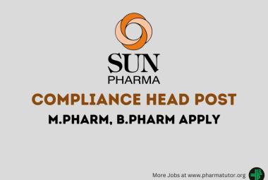 Work as Compliance Head at Sun Pharma