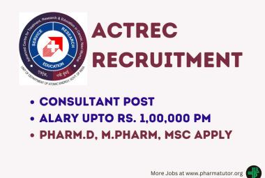 Job for M.Pharm, Pharm.D or MSc as Consultant at ACTREC