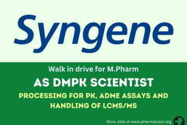 Walk in drive for M.Pharm as DMPK Scientist at Syngene