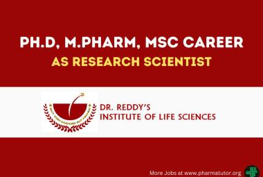 Opportunity for Ph.D, M.Pharm, MSc as Research Scientist at DRILS