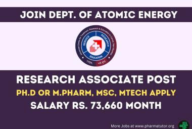 Opportunity for Ph.D or M.Pharm, MSc, MTech to Join Dept. of Atomic Energy, ACTREC