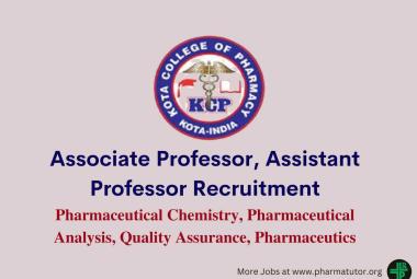 Job as Associate Professor, Assistant Professor at Kota College of Pharmacy - Pharmaceutical Chemistry, Pharmaceutical Analysis, Quality Assurance, Pharmaceutics