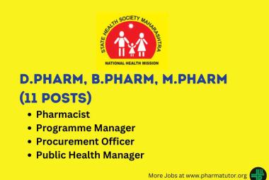 Job openings for D.Pharm, B.Pharm, M.Pharm in State Health Society