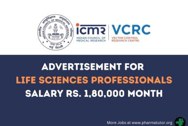 Advertisement for Life Sciences Professionals at Vector Control Research Centre