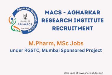 Job for M.Pharm, MSc under RGSTC, Mumbai Sponsored Project at Agharkar Research Institute