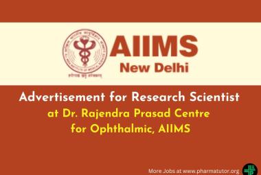 Advertisement for Research Scientist at Dr. Rajendra Prasad Centre for Ophthalmic