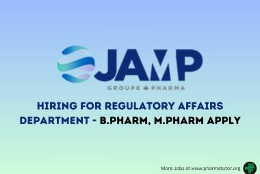 JAMP Pharma group Hiring for Regulatory Affairs Department