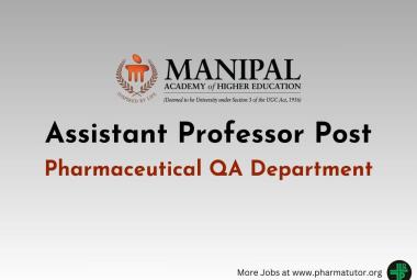 Manipal College of Pharmaceutical Sciences lokking for Assistant Professor