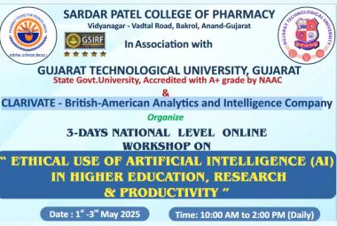 National-Level Online Workshop on Ethical use of AI in Higher Education, Research & Productivity at Sardar Patel College of Pharmacy