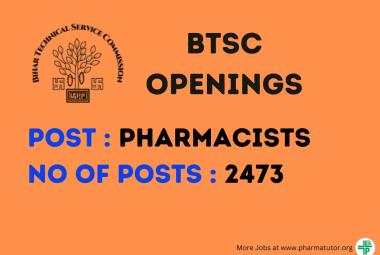 Openings for Pharmacists under Government Health Department, BTSC