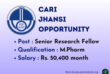 Opportunity for M.Pharm as SRF at Central Ayurveda Research Institute