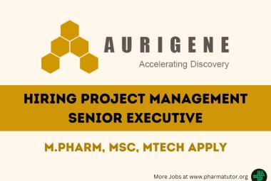 Work as Project Management Senior Executive at Aurigene