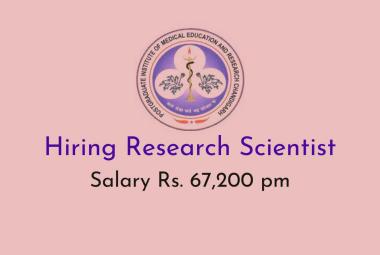 Applications are invited for Research Scientist at PGIMER