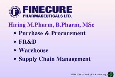 Hiring for Purchase & Procurement, FR&D, Warehouse, Supply Chain Management at Finecure Pharma