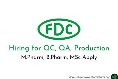 Hiring for QC, QA, Production at FDC India