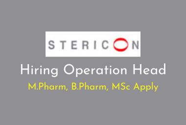 Hiring Operation Head for Stericon Pharma Pvt. Ltd