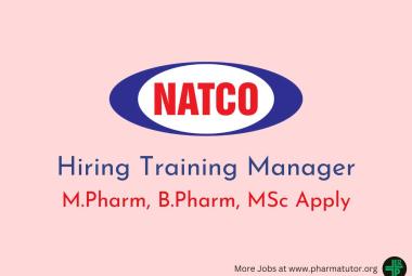 Natco Pharma Hiring Training Manager