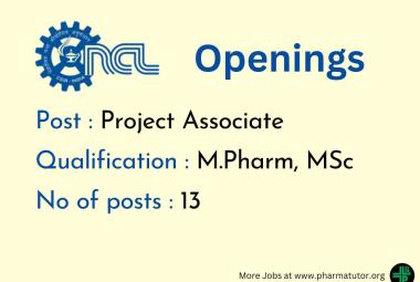 Openings for M.Pharm, MSc at National Chemical Laboratory