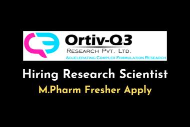 Ortiv-Q3 Pharma Services Hiring Research Scientist