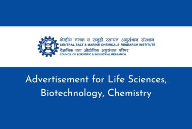 Advertisement for Life Sciences, Biotechnology, Chemistry at CSMCRI