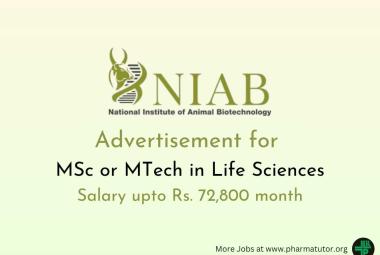 Advertisement for MSc or MTech in Life Sciences at NIAB
