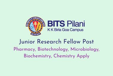 Applications are invited for Junior Research Fellow at BITS Pilani Goa Campus