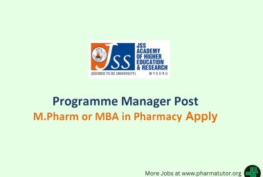 Apply Online for Programme manager at JSS College of Pharmacy