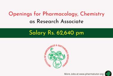 Openings for Pharmacology, Chemistry as Research Associate at IBSD