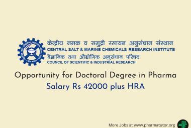 Opportunity for Doctoral Degree in Pharma at CSMCRI