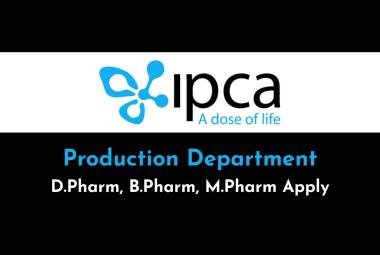 Walk in Drive for D.Pharm, B.Pharm, M.Pharm in Production Department at Ipca Laboratories