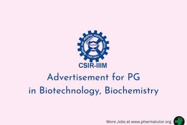 Advertisement for PG in Biotechnology, Biochemistry at IIIM