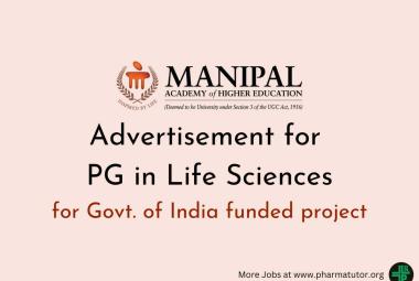 Advertisement for PG in Life Sciences at Manipal Academy of Higher Education