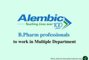 Alembic Pharma Invites applications from B.Pharm professionals to work in Multiple Department