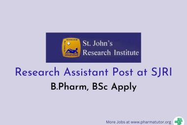 Applications are invited for Research Assistant at SJRI