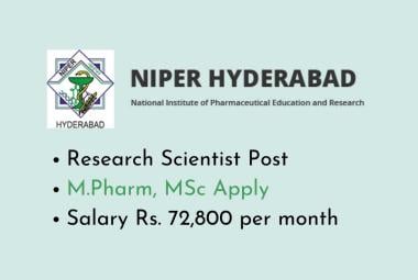 Opportunity for M.Pharm, MSc as Research Scientist at NIPER
