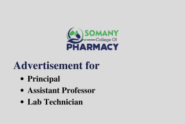 Advertisement for Principal, Assistant Professor, Lab Technician at Somany College of Pharmacy