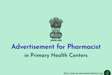 Applications are invited for Pharmacist in Primary Health Centers