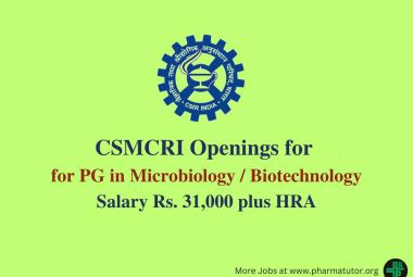 CSMCRI Openings for PG in Microbiology / Biotechnology