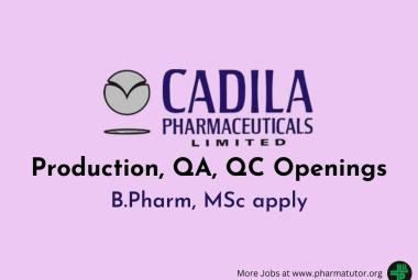 Interview for B.Pharm, MSc in Production, QA, QC at Cadila Pharma